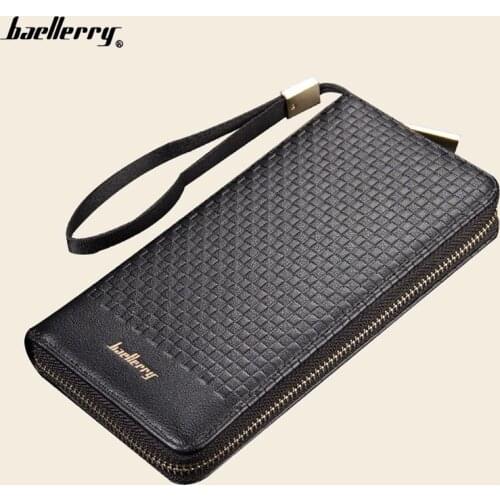 Seagloca Men Long Wallets Business Zipper Style Quality Soft PU Leather Large Capacity Black Brown Credit Card Holder Purse