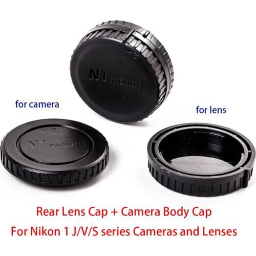 For Nikon 1 J/V/S series Cameras and Lenses , Rear Lens Cap + Camera Body Cap Set