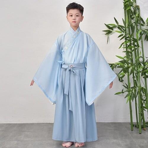 Ancient Chinese Costume Boys Stage Performance Outfit Tang Dynasty Students Robe Classical Traditional Hanfu Dress for Cosplay