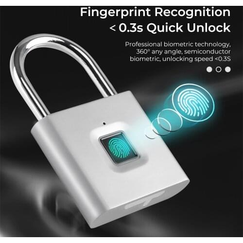 Smart lock Keyless USB Rechargeable Door Lock Security safe Fingerprint Quick Unlock lock with fingerprint Padlock