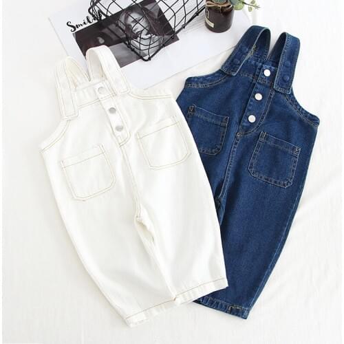 Baby Boys Girls Jeans Overalls Toddler Kids Denim Trousers Kids Cute Loose Bebe Jumpsuit Long Children Pants Baby Clothes 2-7Y