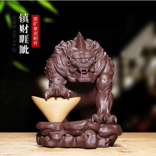 Purple clay sculpture tea tea pet violet arenaceous furnishing articles dragon born nine god beast town fortune yazi