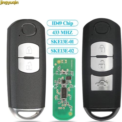 Jingyuqin Smart Car Key 433Mhz ID49 Chip Fit For MAZDA CX-3 CX-5 Axela Atenza SKE13E-01 SKE13E-02 Remote Control 2/3 Buttons
