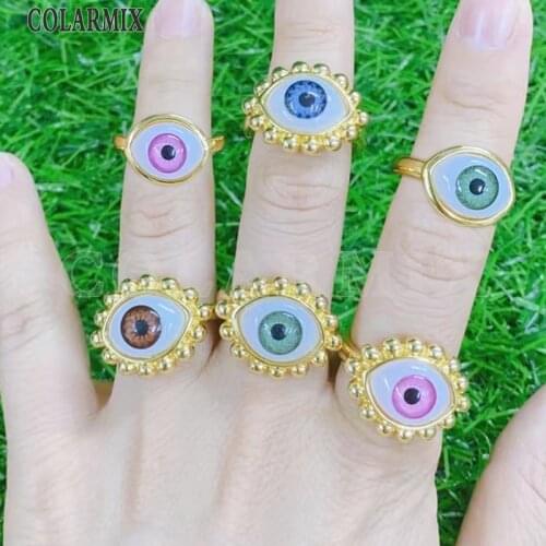 6 Piece Colorful Eyes Rings Mix color rings accessories jewelys jewelry party ring Enamel rings Fashion Jewelry rings