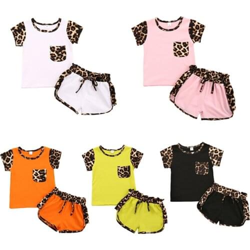 Kidswant Infant Baby Girls Summer Outfits Clothes Sets 2pcs Leopard Print T-shirt Top+Shorts Kid Boy Outfit 12M-6T