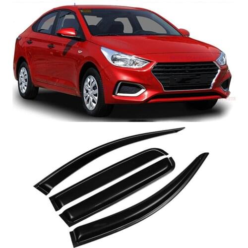 4Pcs Black For Hyundai ACCENT 2018 2019 2020 2021+ Window Visor Wind Rain Sun Smoke Guard Deflector Vent Shade Shelter