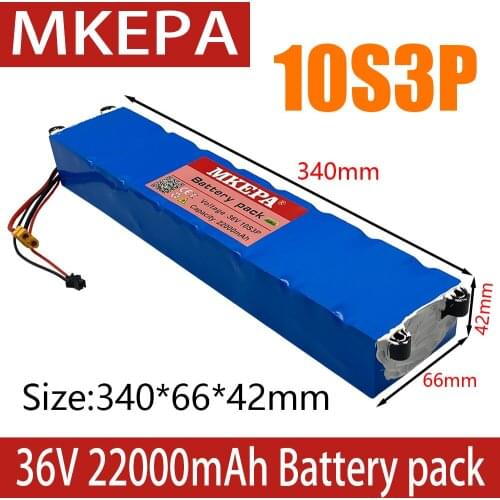 Batterie lithium 18650,36V, 22ah,22000mah, 10S3P, 250/500W, avec BMS integre, port identique, pour Scooter electrique M365, 42V