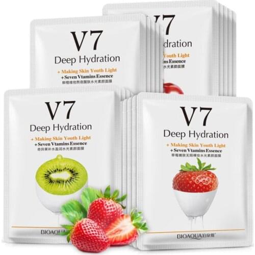 BIOAQUA Fruit Plant Facial Mask V7 Vtamins Essence Face Care Moisturizing Whitening Oil-control Skin Care Beauty Sheet Mask