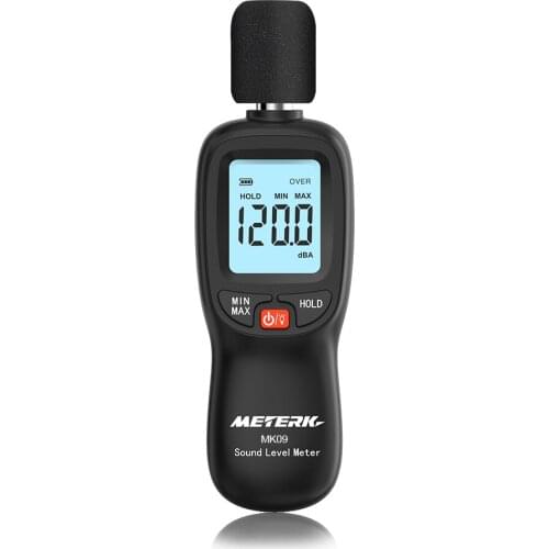 Meterk 30-130dB(A) LCD Digital Sound Level Meter Noise Volume Measuring Instrument Decibel Monitor Tester Audio Sound Detector