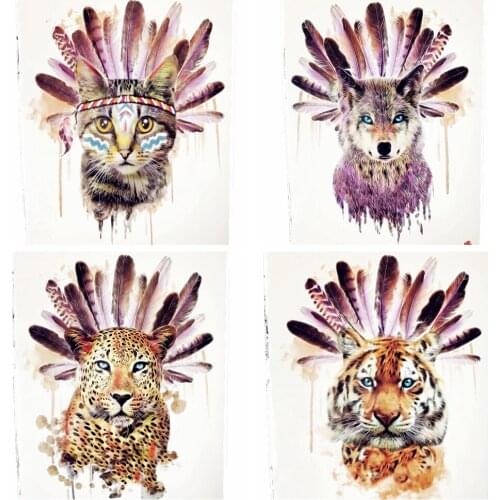 Tribe Indians Cats Women Temporary Tattoo Men Wolf Leopard Tiger Tattoo Stickers Forest Sexy Party Body Arm Tattoos Waist Makeup