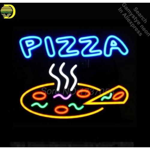 PIZZA Neon Sign Real Glass Tube Handicrafted Custom LOGO Texans Recreation Room Neon Bulbs Decorative Commercial Lamp VD 17"X14"