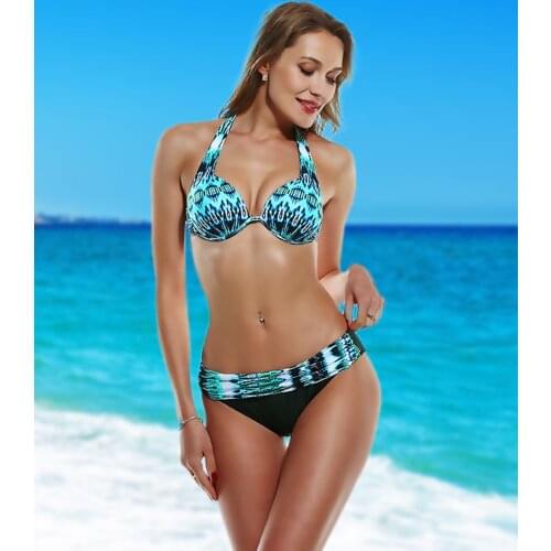 2021 New Bikini Middle Waist Strapless Sexy Bikini Women Swimwear Female Swimsuit Padded Bathing Suit Monokin Flower