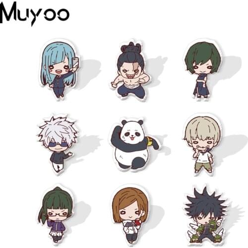 New Kawaii Cartoon Jujutsu Kaisen Anime Panda Characters Epoxy Badge Handcraft Acrylic Lapel Pins