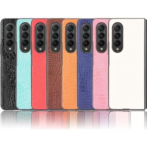 New For Samsung Galaxy Z Fold 3 5G Luxury Crocodile Skin PU Leather Hard Back Cover Case For Samsung Z Fold 3 Fold3 Phone Case