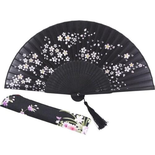 Charming Elegant Modern Woman Handmade Bamboo Silk 8.27 inch(21cm) Folding Pocket Purse Hand Fan, Collapsible Transparent Holdin