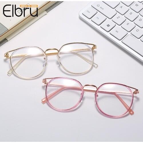 Elbru Womens Myopia Glasses Cat Eye Eyewear Frames Ultralight Metal Eyewear Nearsighted Glasses -1.0 1.5 2.0 2.5 3.0 3.5 4.0