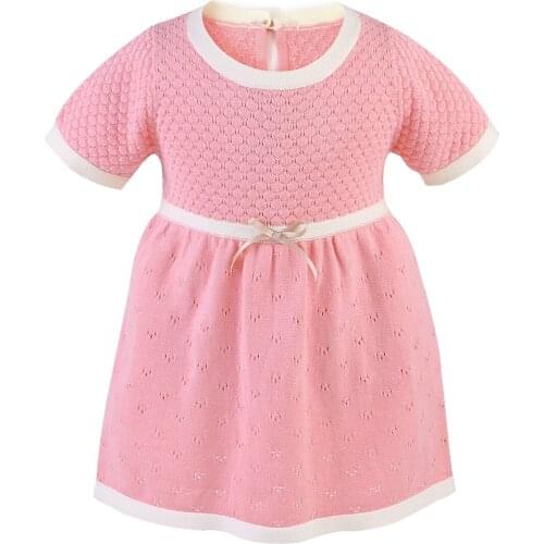 Pink Dress Baby Girl Clothes Summer Princess Dress Bebe Hollow Dress Newborn Short Sleeve Baby Born Clothing