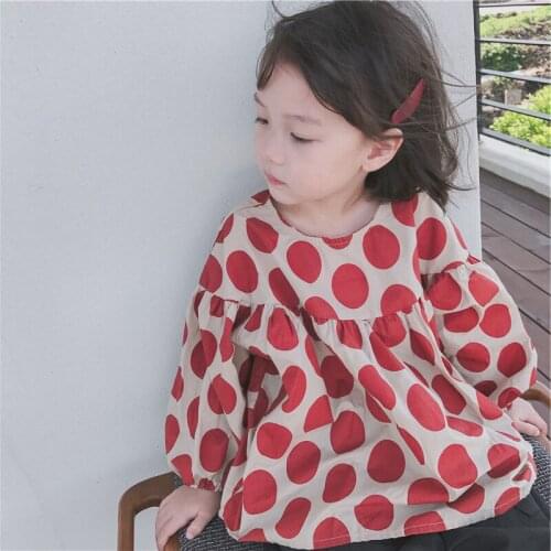 Girls' Shirts 2021 Spring Autumn Baby Print Long-sleeved Blouse Dot Shirts Clothes Baby Girls Blouse Girl Tops Children Clothes