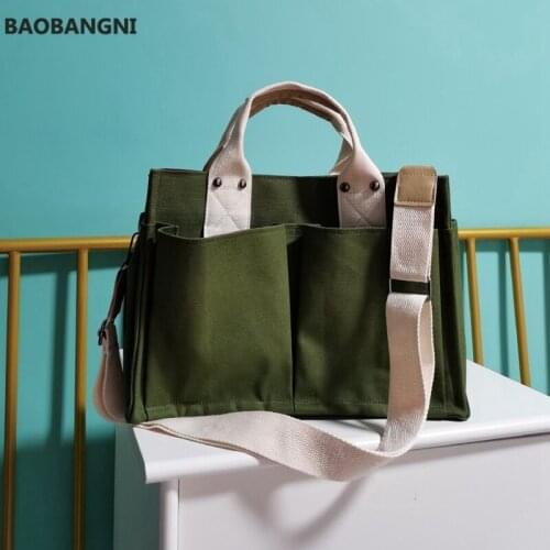 Women Multi-Pocket Large Capacity Tote Bag Luxury Handbags Womens Shoulder Canvas Bag Sewing Thread Handbag