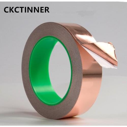 1pcs of 20M 3mm-15mm double guide pure copper foil tape conductive adhesive single sided protection tape welding glue