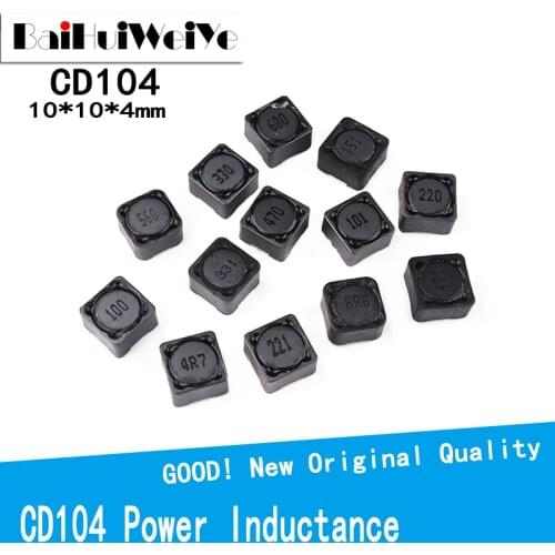 10Pcs/Lot Power Inductance CD104R CD104 Shielded inductor SMD Inductor 10*10*4mm 2.2/3.3/4.7/6.8/10/15/22/33/47/68/100-470UH