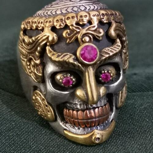 100% Real 925 STERLING SILVER & cz Punk PUNK Buddha Skull Vintage friendship rings infinity women men jewelry A130