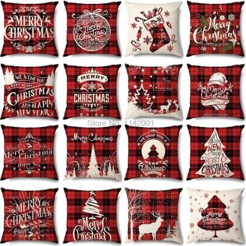 100pcs Pillowcase 45cm Christmas Cushion Cover Christmas Decor For Home Polyester Pillowcase Printed Cushion Covers