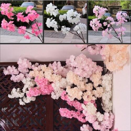 100CM Cherry Plum Blossom Artificial Silk flowers flores Sakuratree branches Home table living room Decor DIY Wedding Decoration