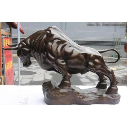 16 Chinese Pure Bronze Copper Feng Shui wealth Money OXEN cow OX Bull Art Statue