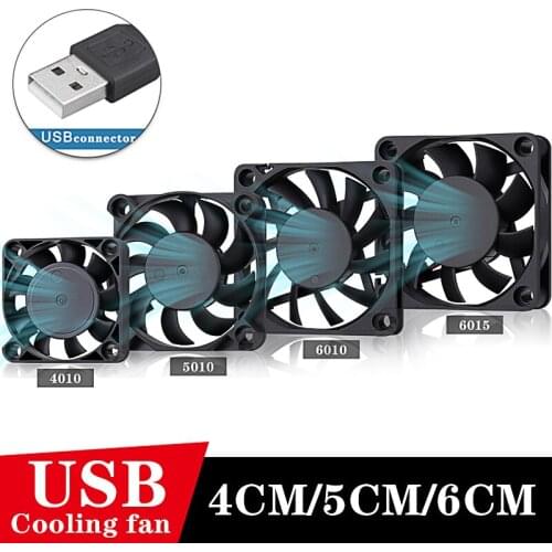 2Pcs Gdstime 4cm 5cm 6cm 5V USB Connector PC power bank Cooler Heatsink Exhaust CPU Cooling Fan 40mm/50mm/ 60mmx10mm 60mmx15mm