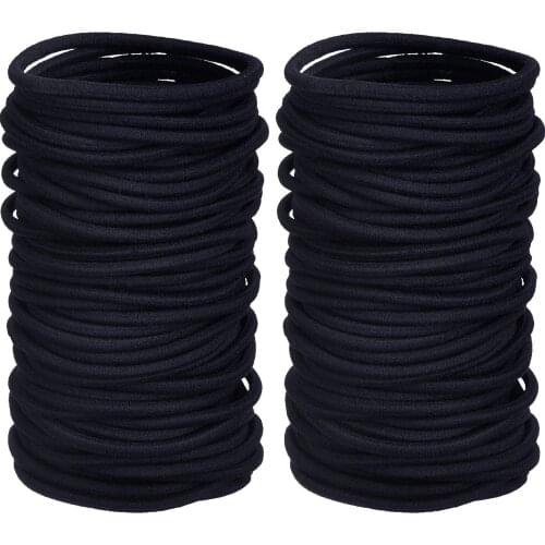 200 Pack No-metal Hair Elastics Hair Ties Ponytail Holders Hair Bands Bulk, Black (4mm)
