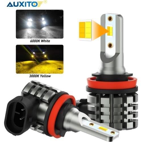 AUXITO 2Pcs Dual Color H11 H8 LED Bulbs Car Fog Lights for Chevrolet Cruze For Buick For VAUXHALL OPEL Insignia Astra J Zafira C