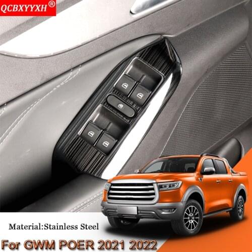Car Styling Car Interior Door Window Lift Switch Panel Cover Trim Sequins Stickers Accessories For Great Wall GWM POER 2021 2022