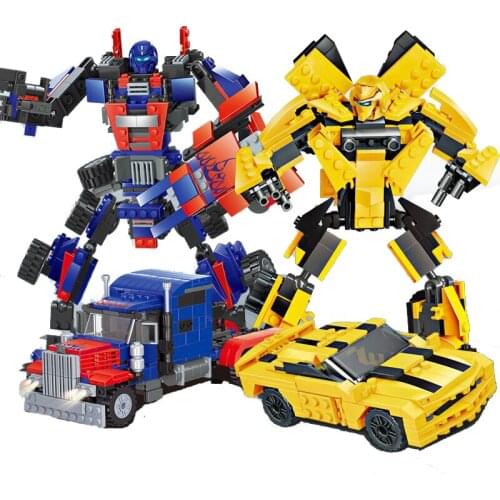 Block Car Toy Transformation Cartoon Action Figure 3D Model Deformable Building Blocks Toys for Children Boys Kids Birthday Gift