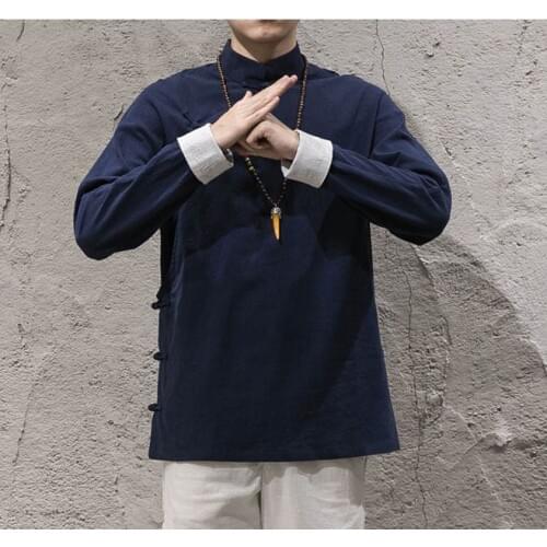 Black/blue Spring&autumn kung fu martial arts suits tang suit shaolin monks uniforms zen lay shirtsmeditation t-shirts clothing
