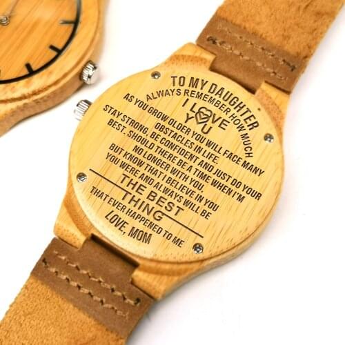 Mom To My Daughter- Maple Wood Watch Engraved Wooden Watch Birthday graduation gift