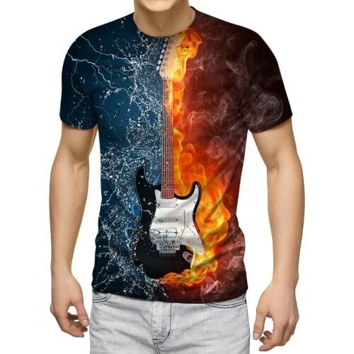 Mens T-shirt Summer Cool Unisex Short Sleeve T-shirt Anime Violin Print Casual Top