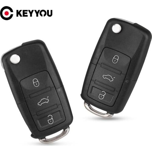 KEYYOU 10X 3 Button Car Remote Key Folding Key Shell Case For Vw Jetta Golf Passat Beetle Skoda Seat Polo B5 Replacement