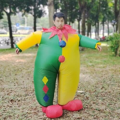 Clown Inflatable Costume Halloween Cosplay Costume Yellow Green Adult Man Funny Festive Masquerade Party Performance Disfraz