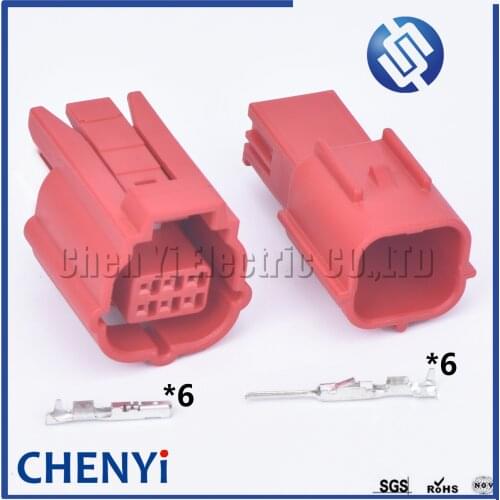 Red 1 set 0.6mm 6 pin female and male waterproof auto connectors car electrical wiring case adapter housing connector