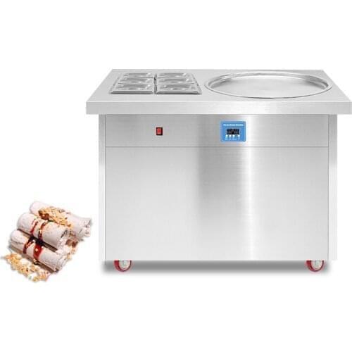 MK-PF1R-6C Ice Cream Roll Equipment/Fried Yogurt Machine/Thailand Fry Ice Cream Pan with 6 Containers CFR BY SEA