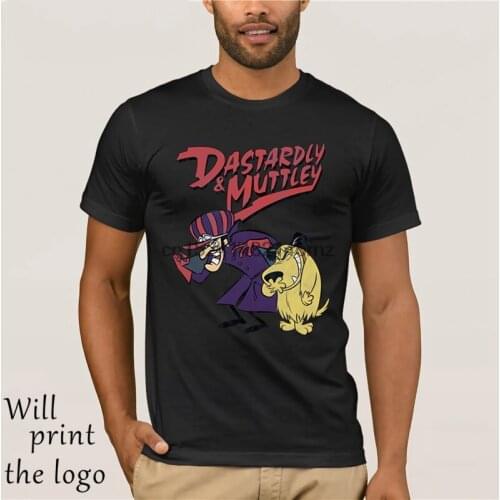 Wacky Races Dastardly and Muttley Official Hanna Barbera Blue Mens T-shirt T Shits Printing Short Sleeve Casual O-Neck