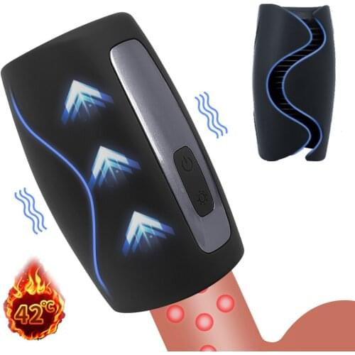 Blowjob Penis Trainer Vibrator Glans Massager Exerciser Male Masturbator Delay Ejaculation Orgasm Heating Pulse Aircraft Cup