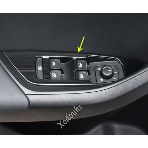 Car Sticker Cover Styling Door Inner Window Glass Stainless Steel Switch Button Trim Frame For Skoda Kodiaq 2017 2018 2019 2020