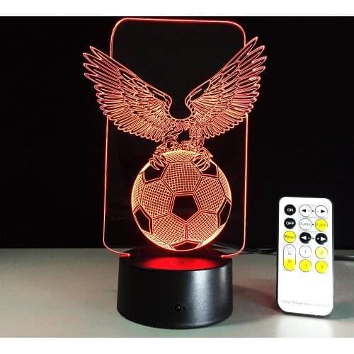 Football Eagle Shaped 3D Night Light Hologram LED Lamp Touch Sensor For Sports Fans Best Gift 7 Color Changing Lamp Drop Ship