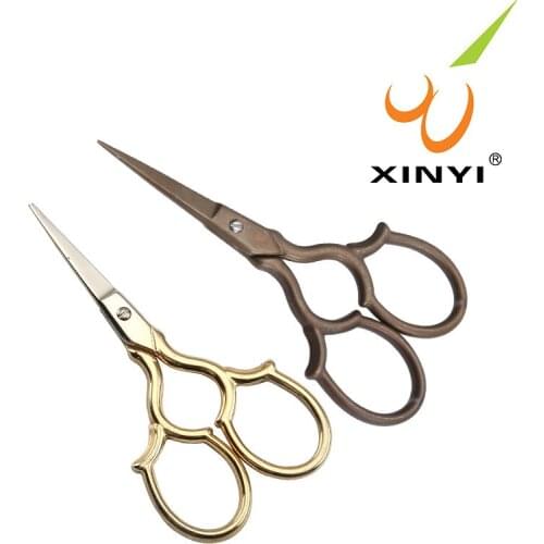 Retro Scissors Titanium Plated Antique Scissors Embroidery Scissors Tip Small Beauty Salon tool eyebrow cutting 10cm