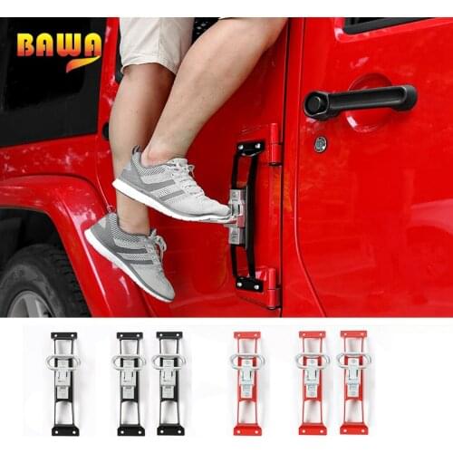 BAWA Exterior Door Foot Panels Pegs for Jeep Wrangler JK 2007-2017 Anti Slip Foot Rest Pedal Steel Car Door Steps Climbing Kit