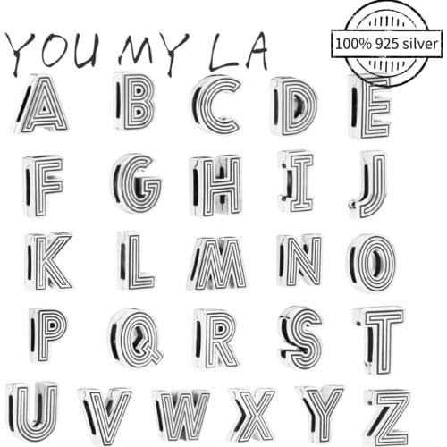 Authentic 925 Sterling Silver Letter Alphabet Charm Fit Original Bracelet For Women Gift DIY Jewelry S925 Beads