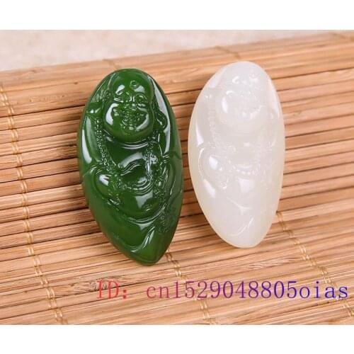 Green Jade Maitreya Pendant Amulet Gemstone Men Jadeite Necklace Charm Women Natural Carved Jewelry Buddha Gifts Chinese
