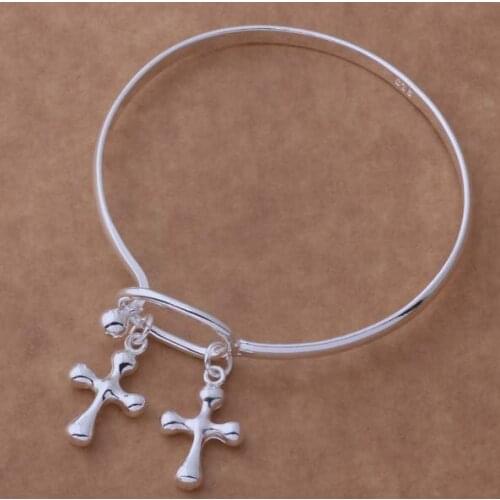 AB154 Hot sterling bangle bracelet, fashion jewelry cross ring form /akjajbqa amzajega silver color